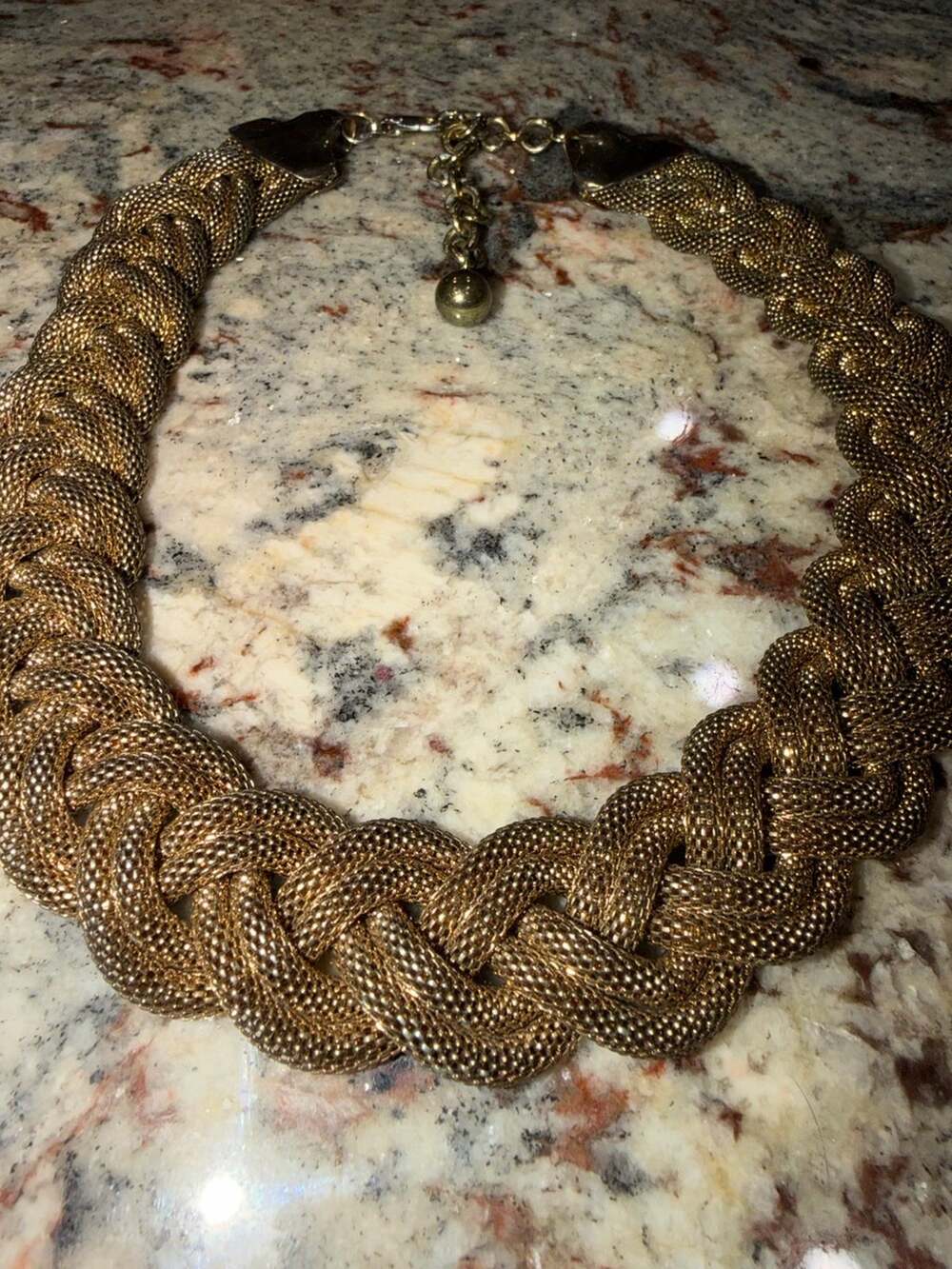 Gold-Tone Braided Mesh Statement Necklace
